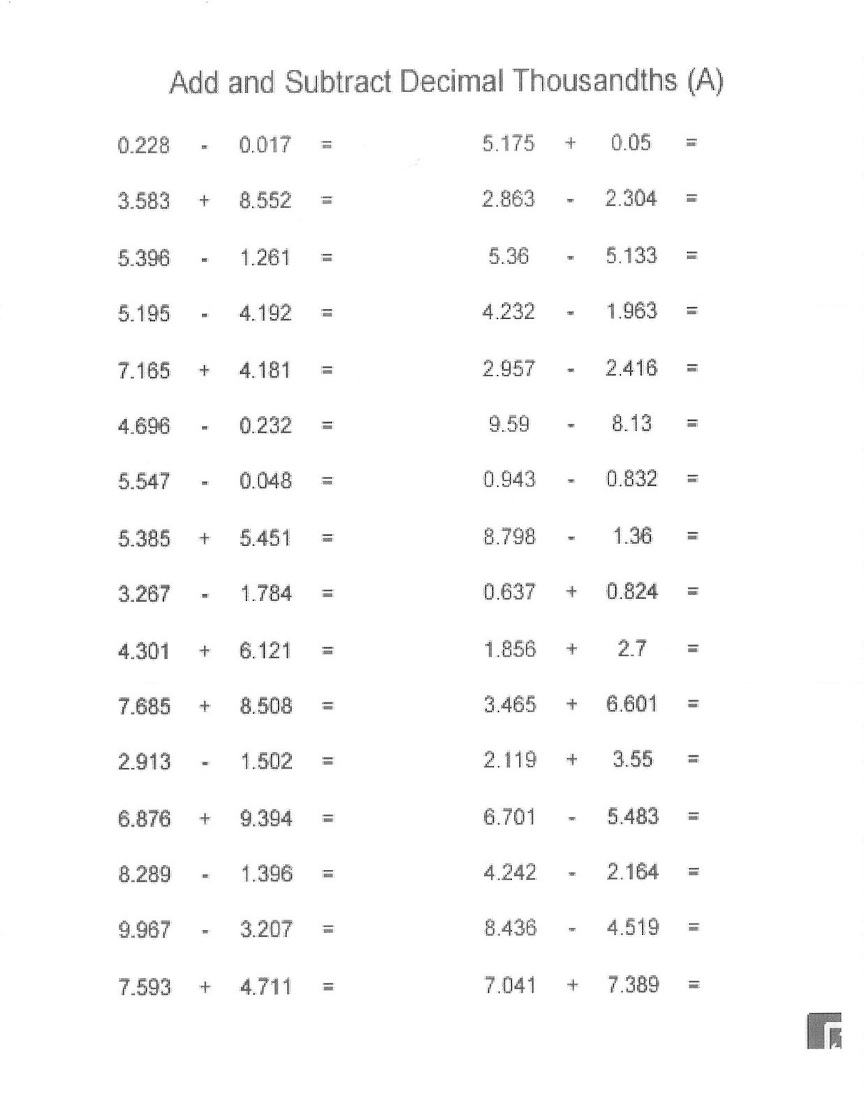 Mrs. White's 6th Grade Math Blog: REVIEW: ADDING AND SUBTRACTING DECIMALS