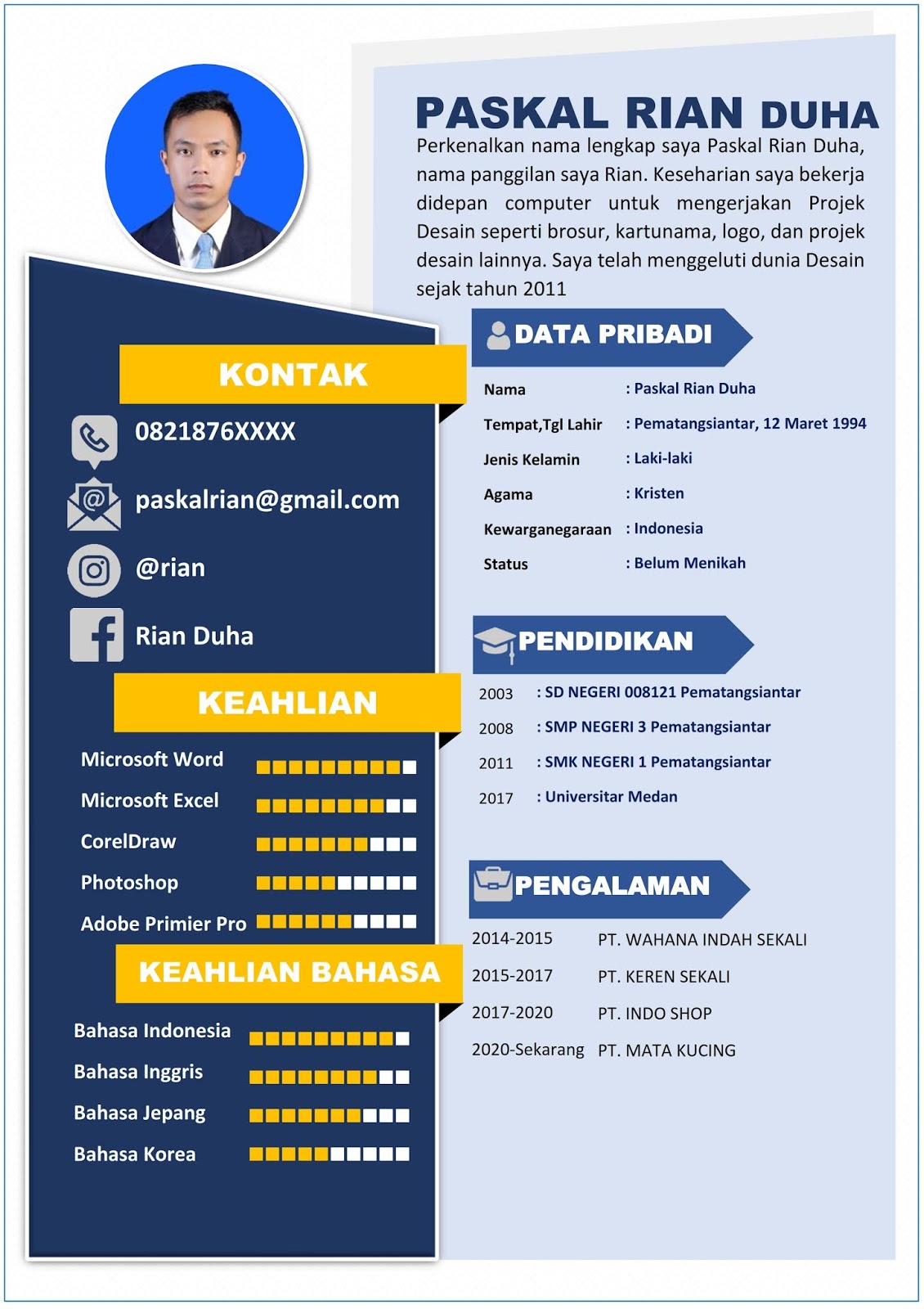 Contoh Desain CV Lamaran Kerja Kreatif