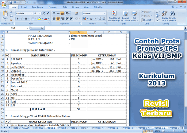 Contoh Prota Promes Ips Smp Kelas Vii Kurikulum 2013 Revisi 2019 2020 Arsip Guru