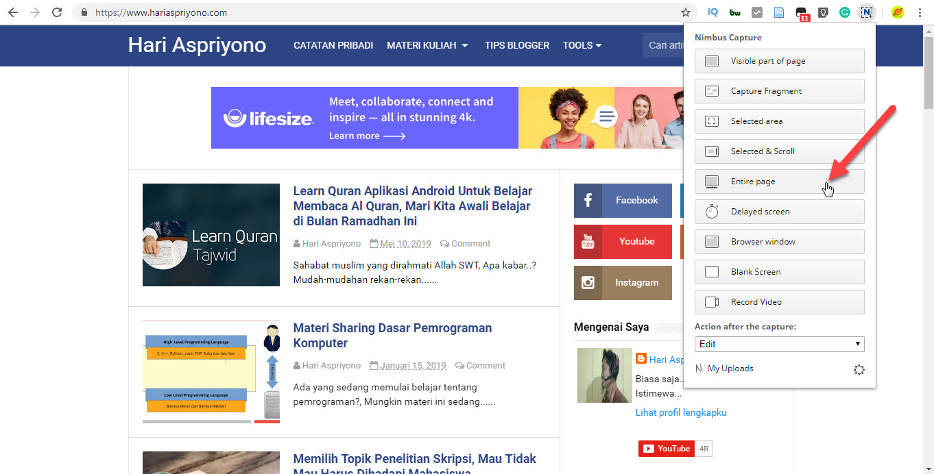Nimbus Extensions Google Chrome Untuk Screenshot Halaman  Secara