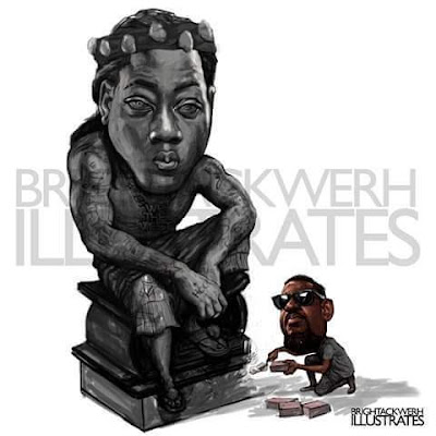 Sarkodie outdoors Ace Hood statue