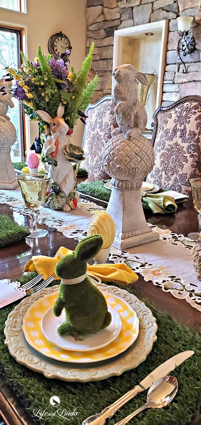 Easter Bunny Giving Out Eggs Tablescape - Intelligent Domestications