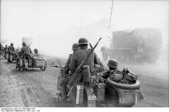 German troops on BMW R75 motorcycles 5 July 1941 worldwartwo.filminspector.com