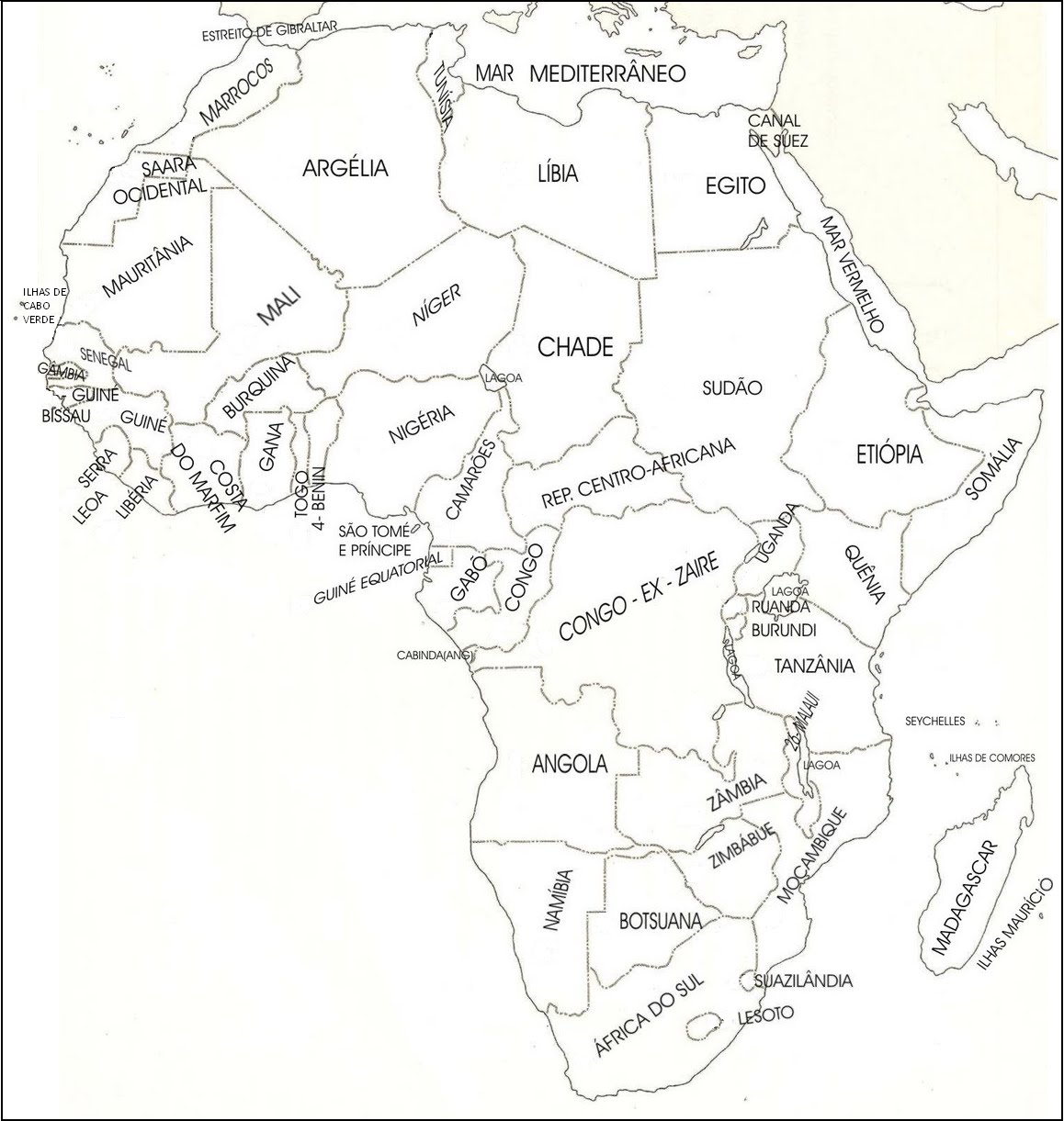 Mapa do Continente Africano!