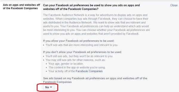 administrar las preferencias de anuncios de Facebook