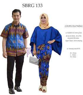 Batik Pasangan SBRG 133 Couple Gamis Kebaya Modern Biru