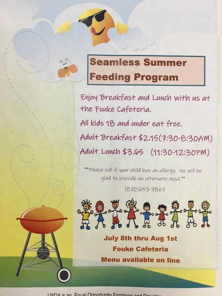 Fouke Cafeteria will feed kids and adults breakfast and lunch July 8 to