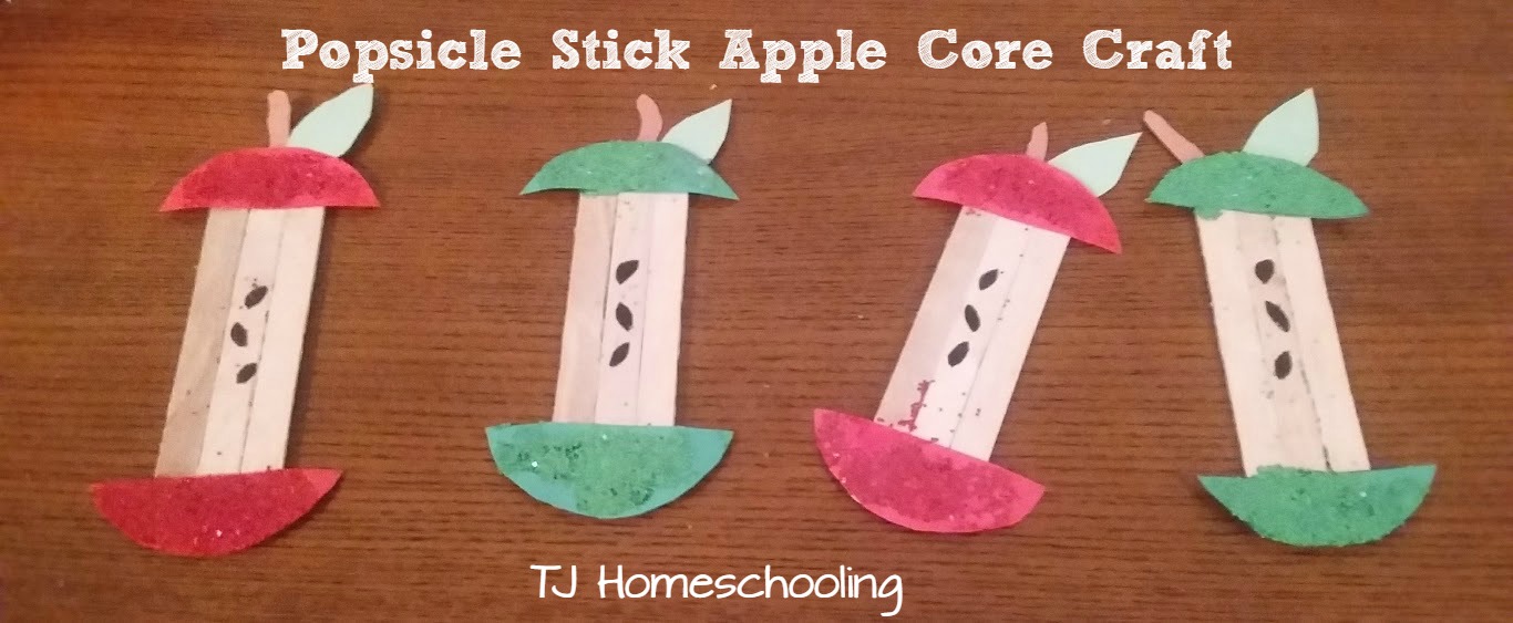 Fall Crafts Popsicle Stick Apple Core Craft TJ Homeschooling