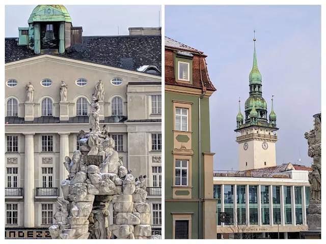 Visit Brno in Winter: Burgerův Dům and Parnas Fountain on the old vegetable market square