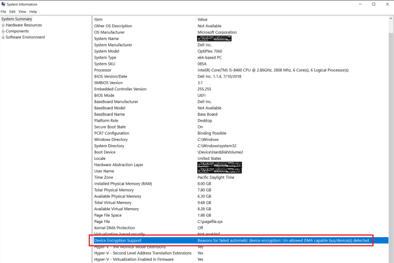 Fixing DMA requirement for silent and automatic BitLocker encryption for Dell models
