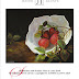 still life oil painting strawberries in white lotus bowl with runner
vines
