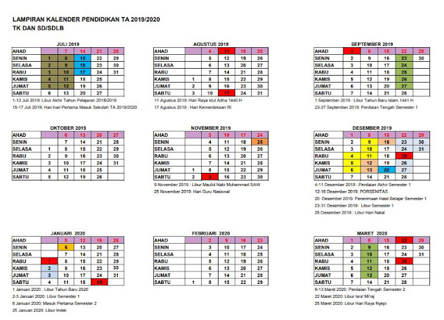 Kalender Pendidikan Tahun Ajaran 2019/2020 Provinsi Yogyakarta