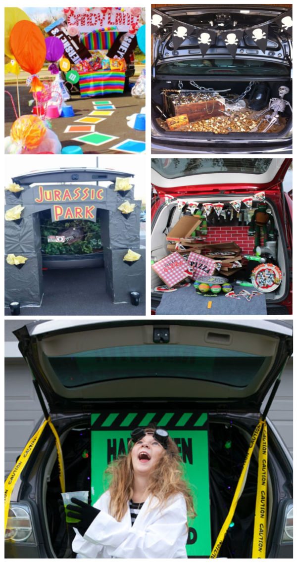 TONS of creative trunk themes for Halloween trick-or-treating #halloween #trunkortreatideasforcars #trunkortreat #halloweentrunks #growingajeweledrose #activitiesforkids