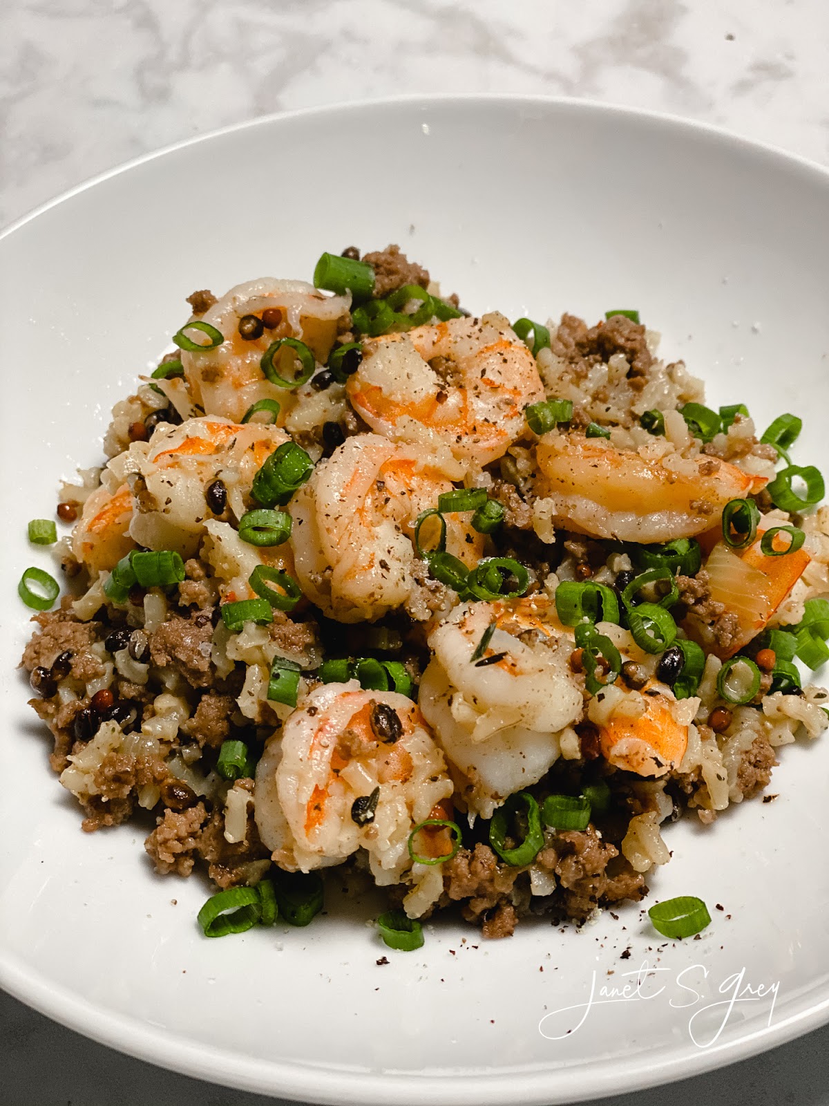Tinks Kitchen Dirty Brown Rice and Shrimp