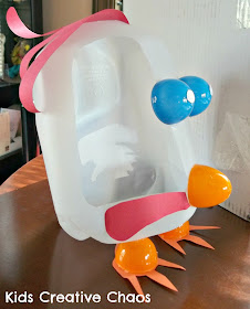plastic egg animal craft: rooster milk jug Easter basket
