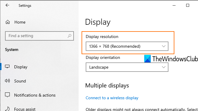 cambiare la risoluzione del display