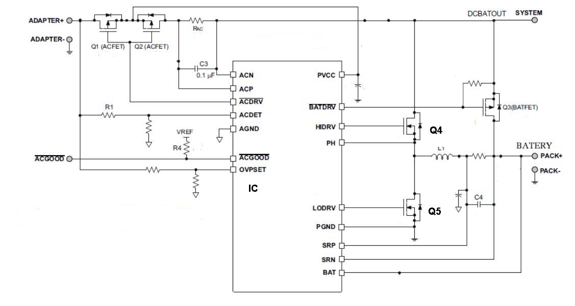 Laptop: open circuit ADBAT source and charge the battery ...