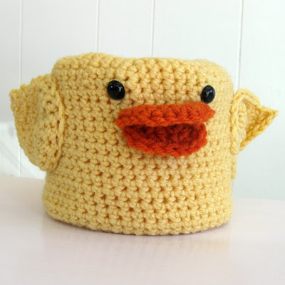 crocheted chick toilet paper cover