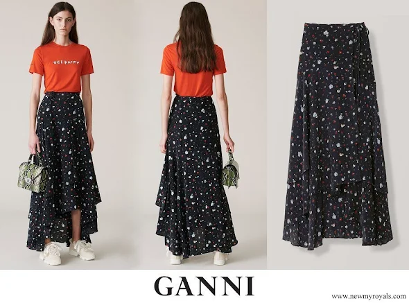 Princess Marie wore a new floral print skirt by Ganni