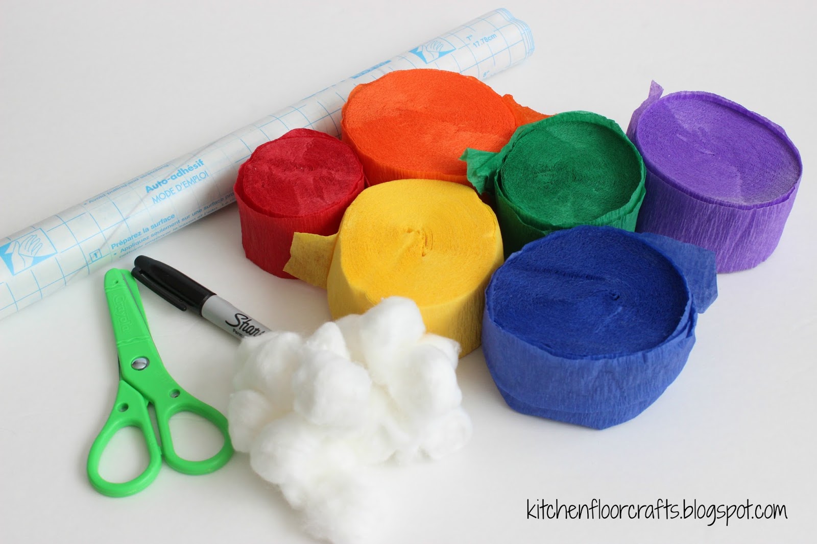 Kitchen Floor Crafts Crepe Paper Rainbow Collage