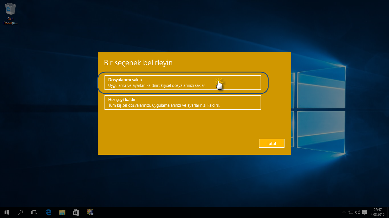 windows 10 bilgisayari yenileme windows 10
