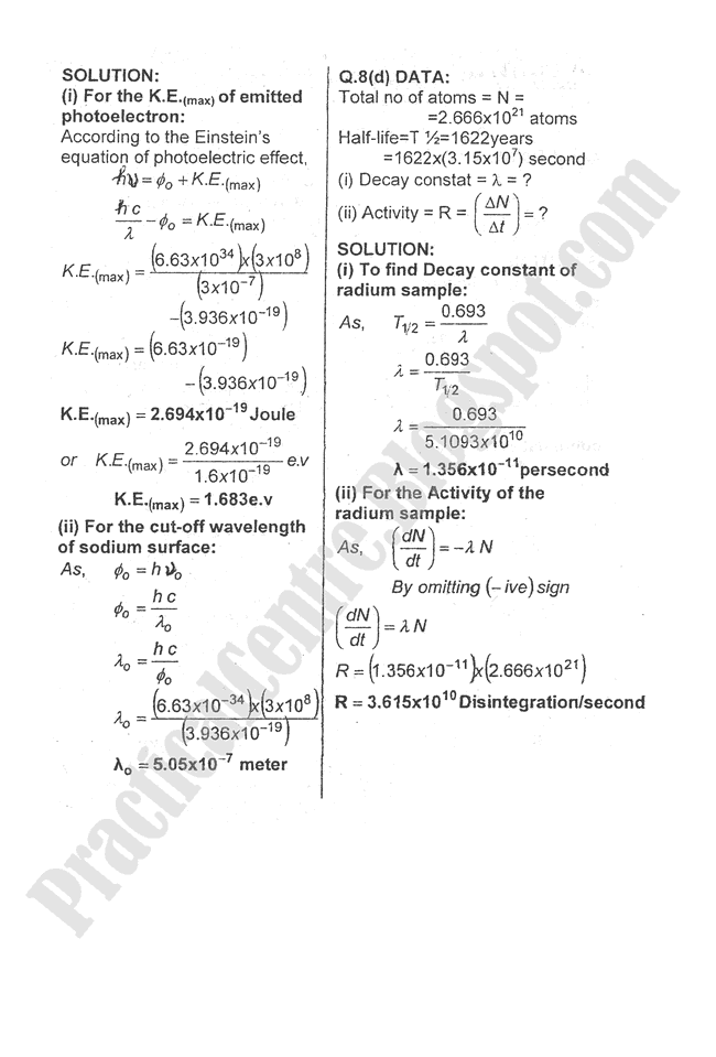 Physics-Numericals-Solve-2009-five-year-paper-class-XII