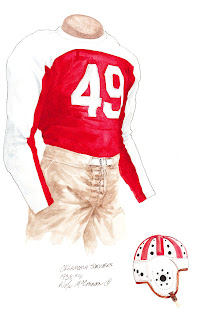 1938 University of Oklahoma Sooners football uniform original art for sale