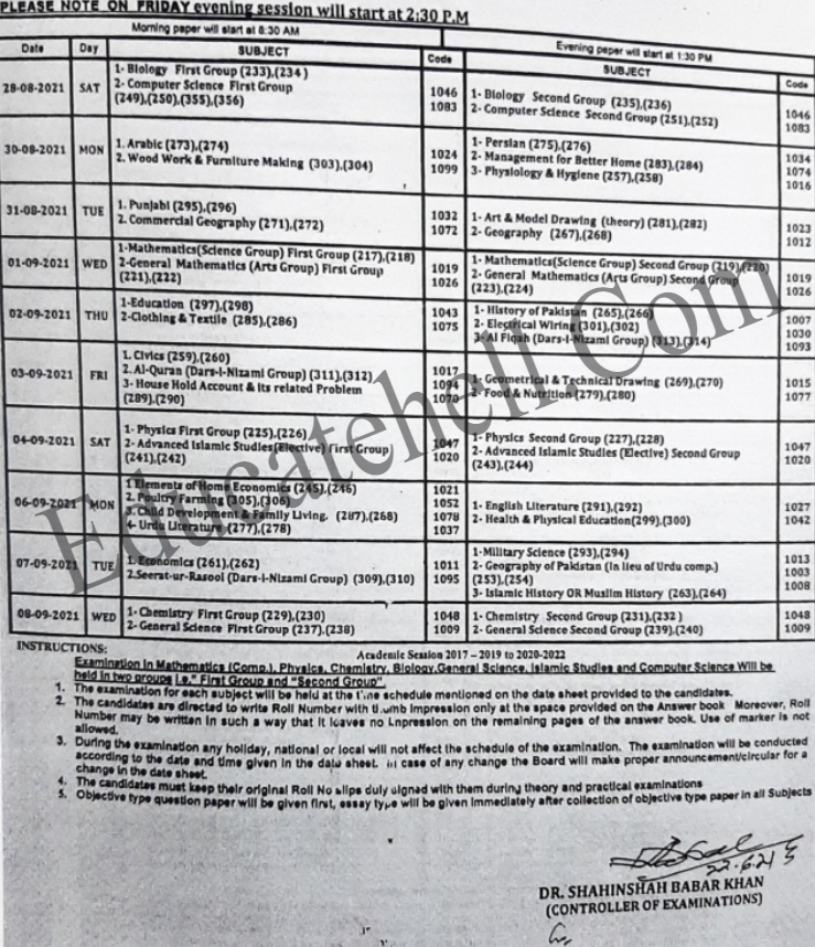 9th Class Date Sheet 2023 Bise Sargodha Board 2023 vrogue.co