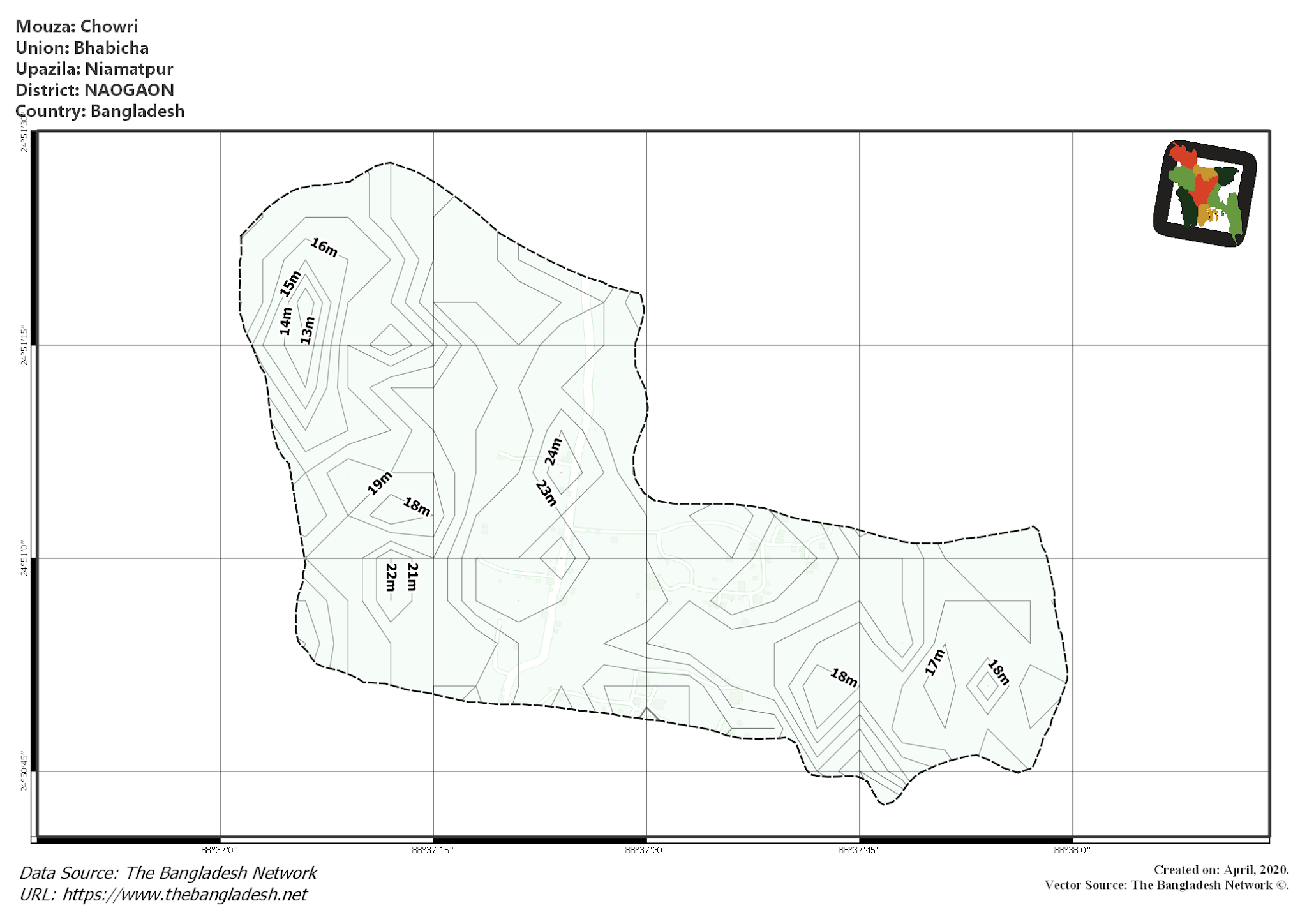Map of Chowri Mouza of Niamatpur Upazila, NAOGAON, Bangladesh.