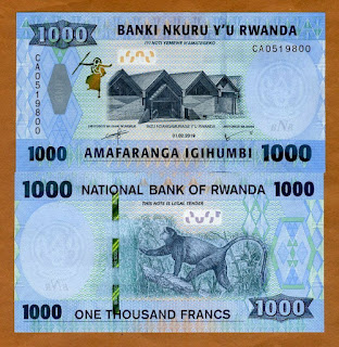 R2 RWANDA 1000 FRANCS UNC 2019 (P-39) 