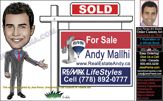 RE/MAX Sold Sign Caricature Cartoon Ad Illustration