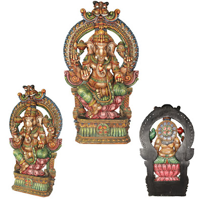 Large Ganesha Seated On Lotus Throne