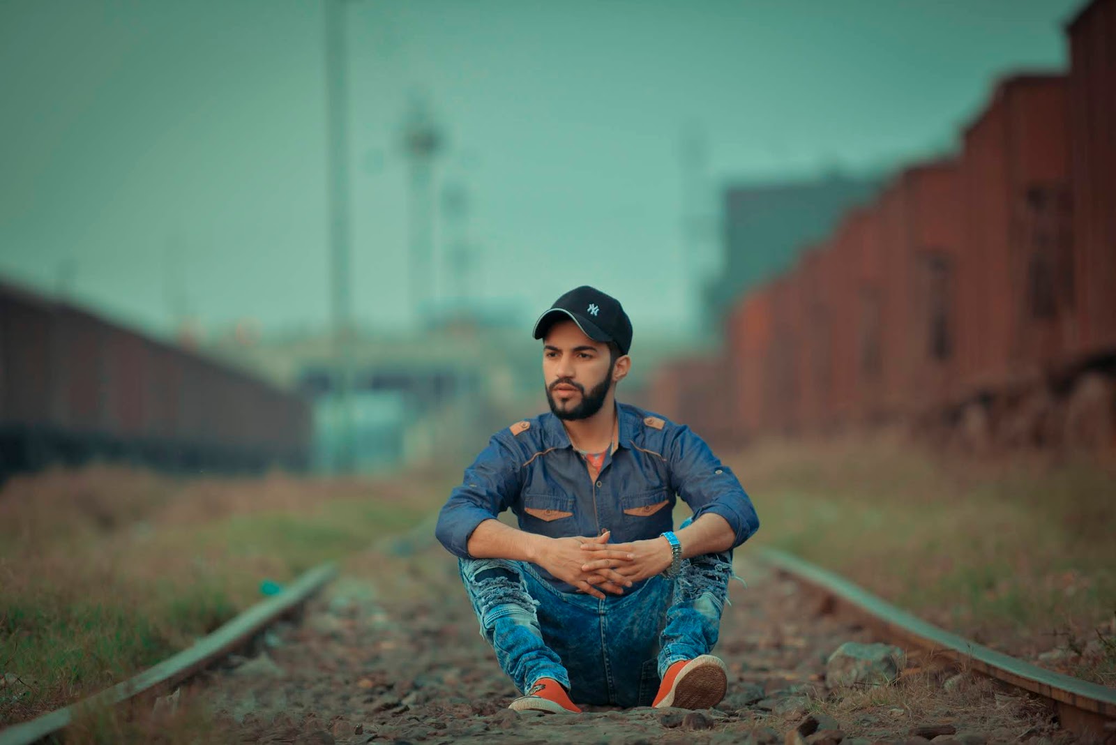 Sad Railway Track Poses for Boys Sad Boy Sitting Alone