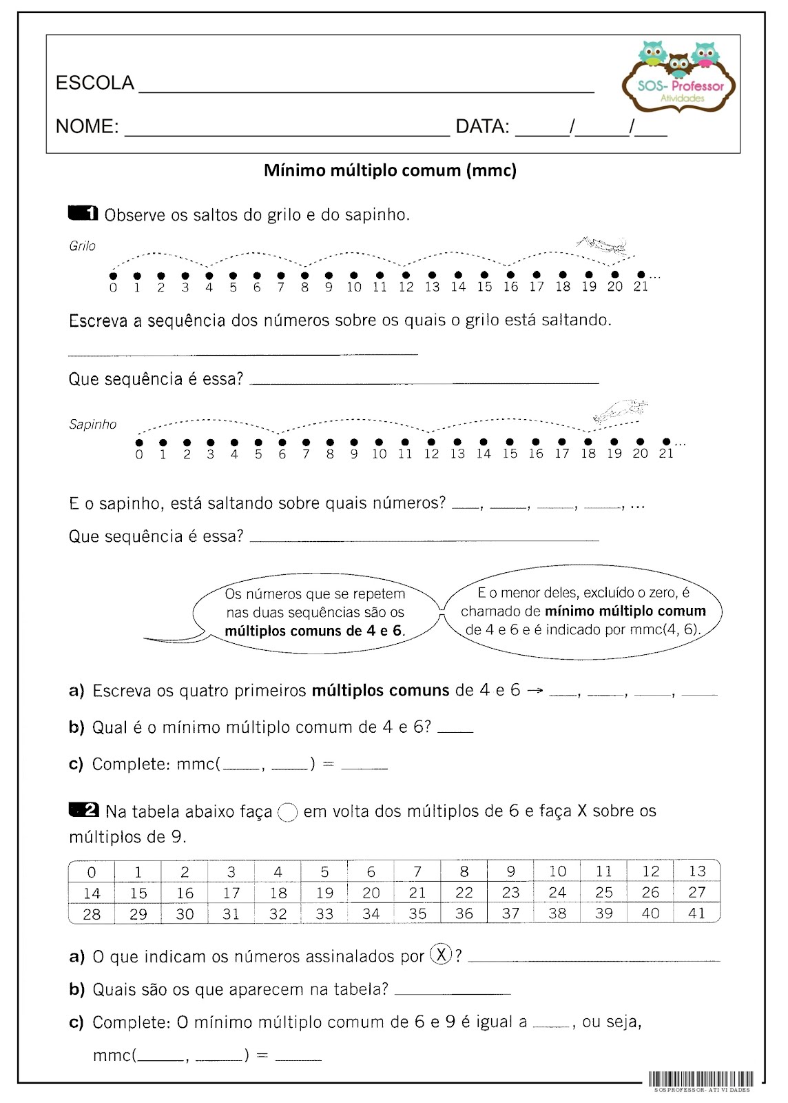 Exercícios de matemática 6º ano Ensino Fundamental 2º bimestre
