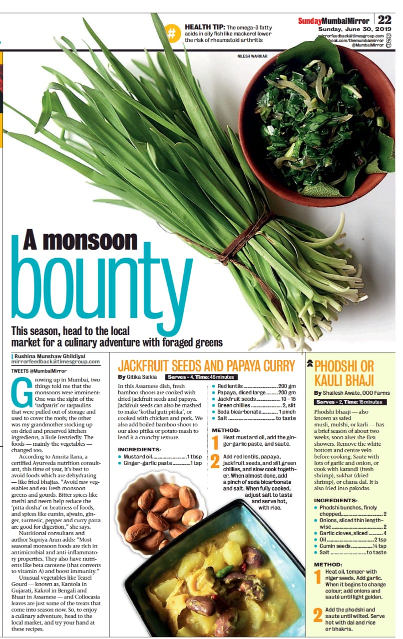 Rushina Munshaw Ghildiyal Seasonal Eating Monsoon’s foraged