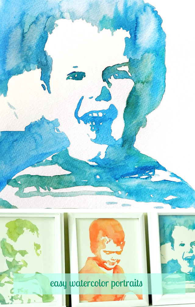 DIY Easy Watercolor Portraits- free art tutorial