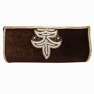 Velvet Brown Clutch Indian Women Wristlets Fashionable Evening Party Wallets India Gift