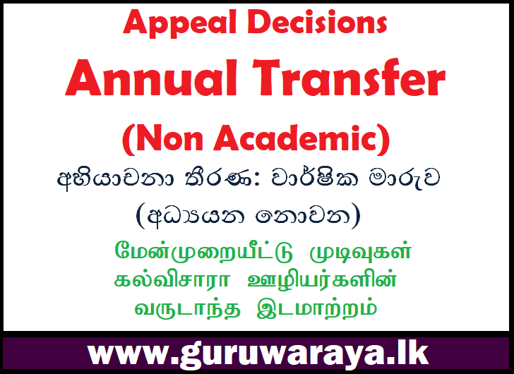 Appeal Decisions : Annual Transfer (Non Academic)