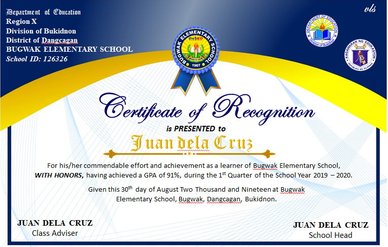 Deped Cert Of Recognition Template Classroom Based Certificate 2017