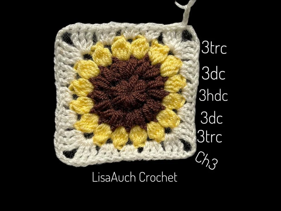 How to Crochet a Sunflower Granny Square (FREE PATTERN)