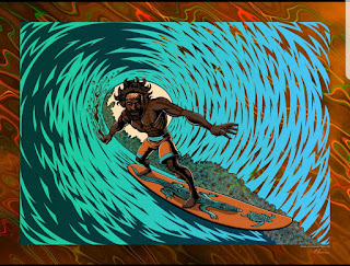 Justin-Hampton-Dreamtime-Surfing-Poster-Orange-Lave-Foil-Variant-2019
