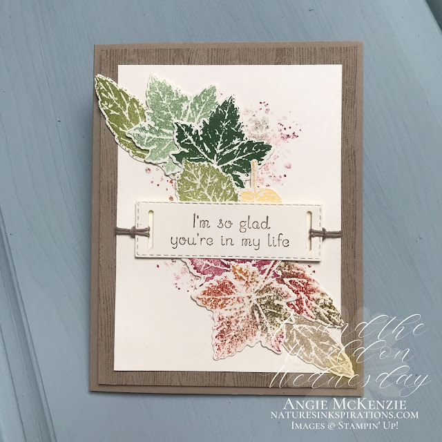 By Angie McKenzie for Around the World on Wednesday Blog Hop; Click READ or VISIT to go to my blog for details! Featuring the Gorgeous Leaves Bundle from the July-December 2021 Mini Catalog with the Love of Leaves Photopolymer Stamp Set, Stitched Rectangle Dies and Label Me Fancy Punch found in the 2021-2022 Annual Catalog by Stampin' Up!® to create a thinking of you card; #changingseasons  #stamping #aroundtheworldonwednesdaybloghop #awowbloghop #gorgeousleaves #leaves #loveofleaves #naturesinkspirations #babywipetechnique #generationstamping #diycrafts #labelmefancypunch  #makingotherssmileonecreationatatime #cardtechniques #stampinup #handmadecards #stampinupcolorcoordination #simplestamping #diecutting #papercrafts #bakerstwine