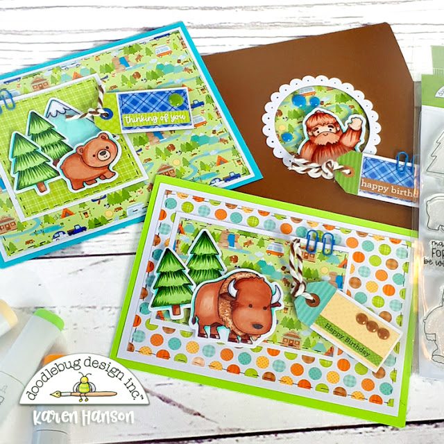Doodlebug Design Inc Blog GREAT OUTDOORS STAMPED CARDS with Karen
