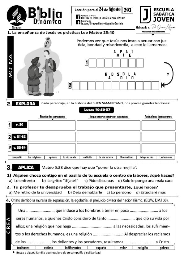 Biblia Dinámica Actividades para la Escuela Sabática Joven 3er