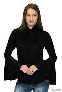 Women's Poly Crepe Tie Knot Formal Shirts