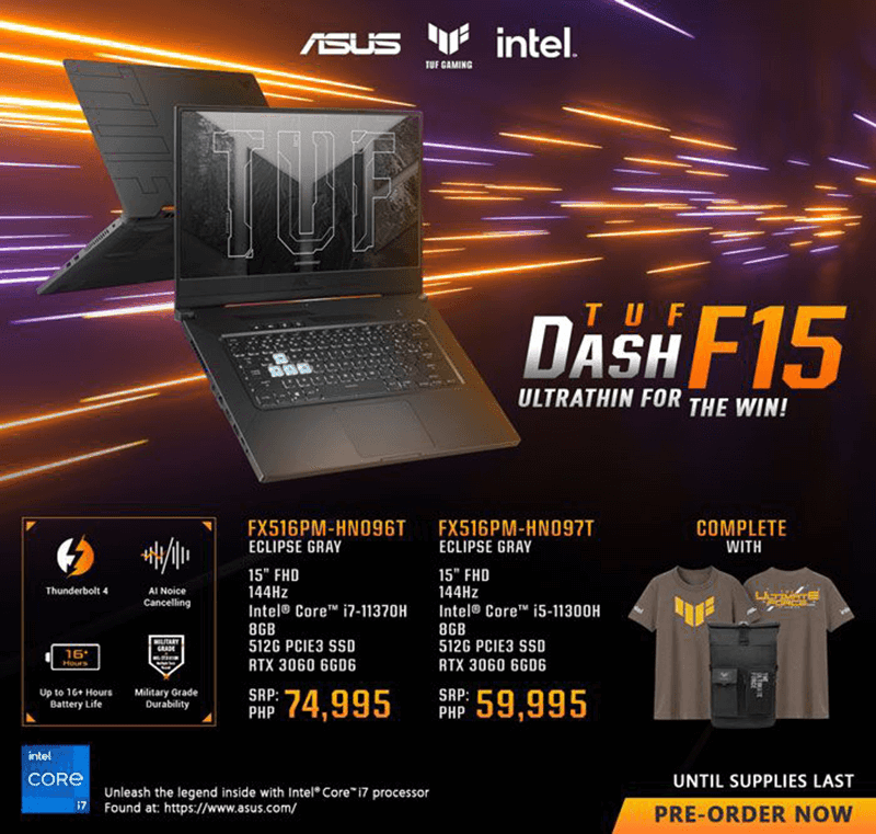 The slim/light ASUS TUF Dash F15 is now available for preorder in PH