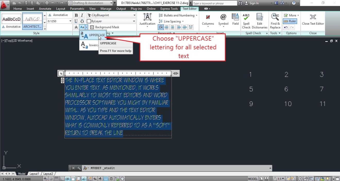 How to edit the text in AutoCAD