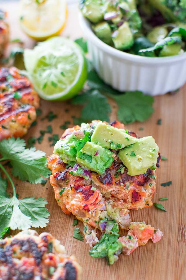 Recipe Salmon Burgers with Avocado Salsa