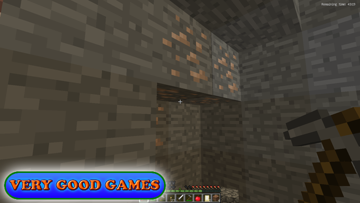 Minecraft screenshot - a deposit of iron ore in a mine