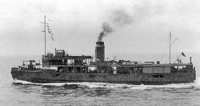 Patrol boat HMS Shu Kwang, sunk on 14 February 1942, worldwartwo.filminspector.com